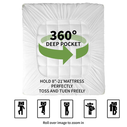 ☁️Extra-thick-down-feather-mattress-protector-pure-cotton-skin-friendly-machine-washable