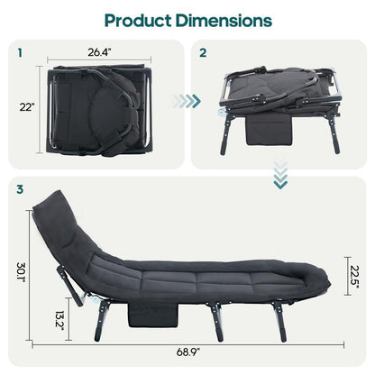 ✨Camping Cot for Adults, 6 Angle Adjustable Folding Camping Bed with Mattress