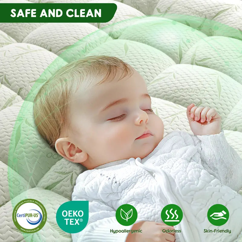 ☁️Extra-thick-down-feather-mattress-protector-pure-cotton-skin-friendly-machine-washable